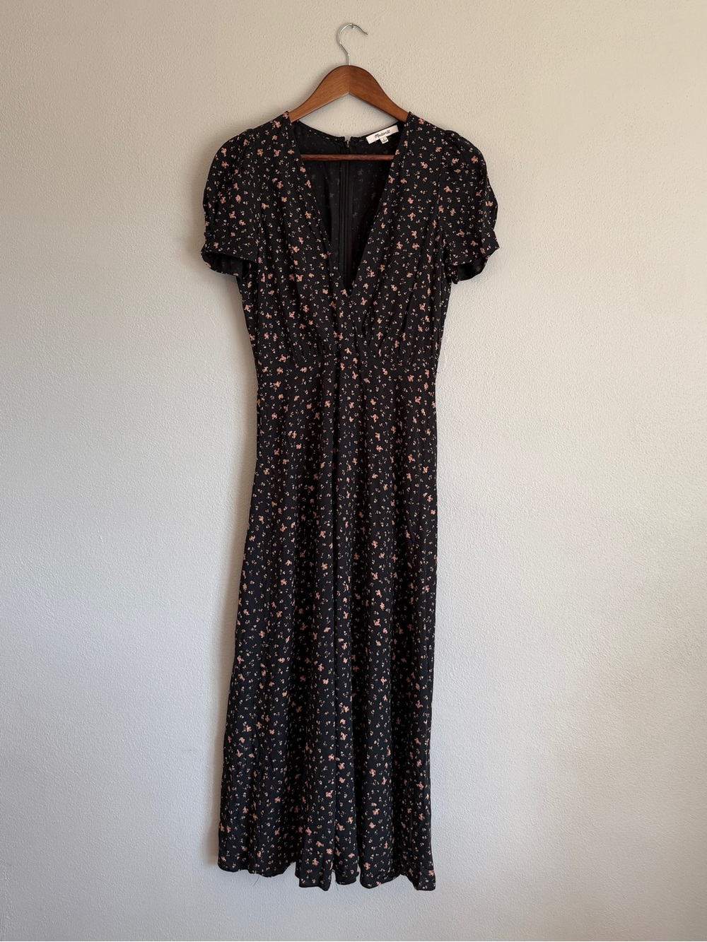 Floral Black Maxi Dress with Pink Print